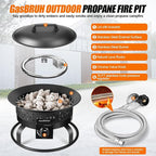 Outdoor Portable Propane Fire Pit, 19-Inch,60,000 BTU with Cover&Carry Handle,Fireplace,Gas Firebowl Smokeless,Portable Fire Pit for Outside Patio, Backyard, Camping,RV,Deck,Tailgating