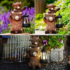 Solar Highland Cow Garden Decor - Resin Cow Statue with Solar Lantern Outdoor Yard Patio Decor - Ideal Gifts for Women,Mom Men (Copper)