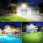 Onforu 3 Packs 60W Flood Lights Outdoor, 6000LM Brightness Security Lights,Switch Controlled, IP65 Waterproof, 6500K Exterior LED Flood Light with 3 Adjustable Heads for Yard Home