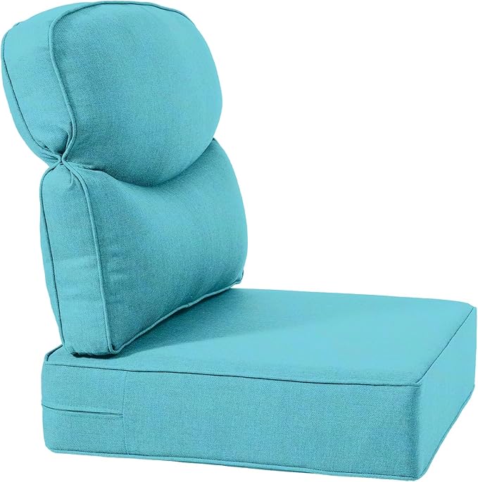 Luxury 24x24x6 Inch Smile Outdoor Sofa Cushions Set of 3 - Comfy Deep Seat Patio Furniture Pillows for Wicker Rocker Dining Chair Loveseat 3-Seater L-Shape Sectional Sofa - Turquoise