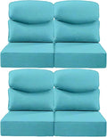 Luxury 24x24x6 Inch Smile Patio Dining Chair Cushions Set of 4 - Heavy Duty Water Repellent Outdoor Seat Cushion for Outside Furniture Swivel Chairs Loveseat L-Shape Sofa - Turquoise
