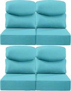 Luxury 24x24x6 Inch Smile Patio Dining Chair Cushions Set of 4 - Heavy Duty Water Repellent Outdoor Seat Cushion for Outside Furniture Swivel Chairs Loveseat L-Shape Sofa - Turquoise