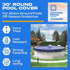 Winter Pool Cover 30 ft Round for Above Ground | Extra Thick & Durable Above-Ground Pool Cover | Sapphire Series of Premium Cold- and UV-Resistant Pool Cover | by Yankee Pool Pillow