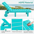 Outdoor Chaise Lounge Chairs Set of 2, 2-Piece, 26.8” Super Wide Lounge Chair Outdoor, HDPS Pool Chairs with 5 Positions, Patio Lounge Chair with Wheels for Pool,Lawn,Backyard, Aruba Blue