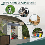 6x4 FT Outdoor Storage Shed, Metal Garden Shed with Frame Floor, Outside Tool Shed with Lockable Hinged Doors, Waterproof Storage Building with Sloped Roof for Backyard, Patio, Lawn, Gray