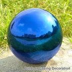 Nerien 10 Inch Gazing Ball, Stainless Steel Garden Mirror Globe, Polished Ornament Sphere, Hollow Floating Reflective Hemisphere, Home Outdoor Pond Housewarming Swimming Pool Decoration Gift, Blue