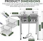 HOMIRA Stainless Steel Two-Tank Propane Deep Fryer with Thermometer, 2 Stainless Steel Baskets and Lids Fish Fryer with Adjustable Temperature Regulator, Outdoor Dual Fryer for Frying