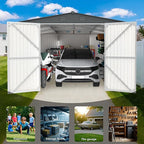 CHERY INDUSTRIAL.COM 13x20ft Outdoor Storage Shed Metal Waterproof Garden Tool Shed with Lockable Door Ventilation for Grass Cutter for Backyard Patio Storage Lawn Mower Bike