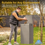 31 Gallon Outdoor Trash Can with Tiered Lid and Drip Tray,Waterproof Resin Waste Bin Indoor,Durable,Stylish,Lightweight Garbage Bin for Patio,Kitchen,Backyard and Office(Gray)