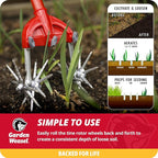 Garden Weasel Rotary Cultivator & Hand Tiller - 2-in-1 | Aerate, Weed, Cultivate, Plant, Reseed | Lawn Reseeding Garden Tool, Garden Soil Loosener | 91206