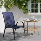 Patio Dining Chairs Set of 2, Stackable Dining Chairs High Back, Breathable Seat Fabric and Alloy Steel Frame Fit Backyard, Porch, Lawn，Poolside (Blue)