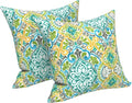 LVTXIII Outdoor Throw Pillow Covers 16 x 16 Inch, Covers ONLY Modern Cute Pattern Decorative Square Toss Pillow Case Pack of 2 for Home Patio Garden Sofa Bed Furniture, Damask Green