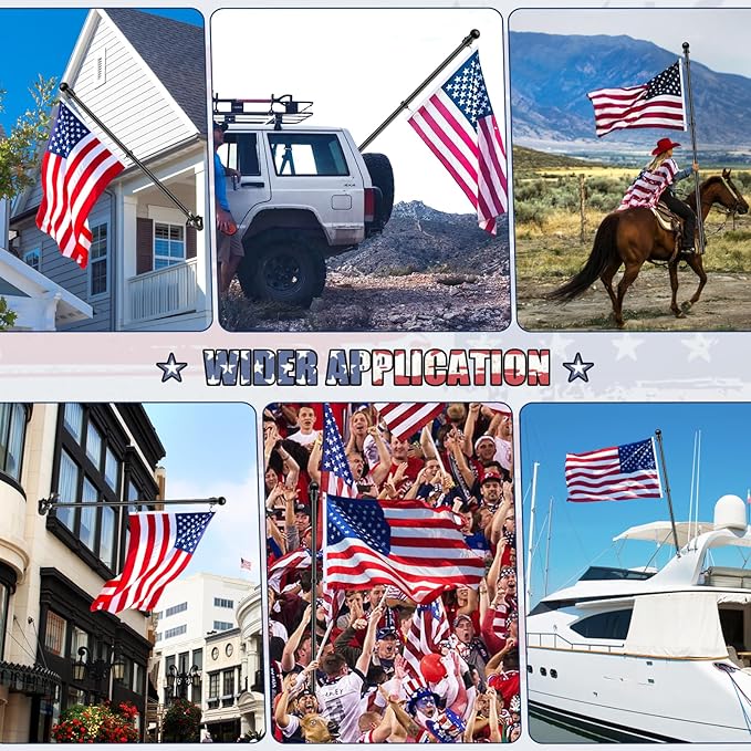 REERON Flag Pole for Outside House Porch Wall Mount, 7 FT 1" No Tangle Stainless Steel Spinning Flagpole Kit with 360° Metal Flag Pole Rings Clips & 2-Position Holder for 3x5' 4x6' American Flags