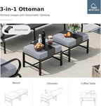 MFSTUDIO 8 Pieces Patio Furniture Sets with 45" Gas Fire Pit Table(Up to 9 Seat),Outdoor Metal Conversation Sofas with 1 x 3-Seat Sofa, 2 Single Chairs,2 Swivel Chairs and 2 Ottoman,Grey Cushion