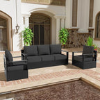3 PCS Aluminum Patio Conversation Set - Outdoor 3-Seater Sofa, 2 Fixed Chair with 6" Thick Water-insistant Cushions, All-Weather Use Frame, Removable Cover, Ideal for Garden, Poolside (Grey)