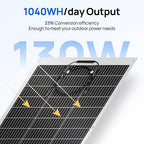 ECO-WORTHY 2pcs 130 Watt (260W) 12BB Flexible Solar Panels,23.5% High-Efficiency Waterproof Monocrystalline Lightweight Solar Panel for RV,Boats,Curved Surfaces,Roofs,Cabin