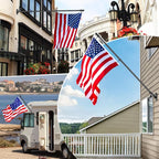 6 FT Flag Poles Kit for House with 2-Position Flagpole Bracket & 360° Rotating Flag Rings, 1 Inch Stainless Steel Spinning Flag Pole, Porch Wall Mounting Metal Flag Pole for 3x5 4x6 Flag (6 FT, Black)
