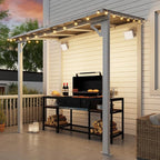 MEISSALIVVE 8' x 5' Gazebo Outdoor Pergola for Patio, Small Wall Mounted Lean to Metal Awnings with Sloped Roof, Heavy Duty Awnings for Patio, Decks, Backyard, White