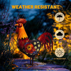 LIFFY Metal Chicken Yard Art,18" Solar Rooster Garden Statues Outdoor,Farm Animal Lawn Decorations Outside,Unique Gift for Home Decor & Rooster Lovers