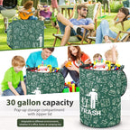 1 Pack Collapsible Trash Can Camping with Zippered Lid Foldable Storage Bin Portable Garbage Can for Outdoor Camping RV's Yard Waste (Trash Style)
