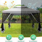 COBIZI Gazebo 10x13 Heavy Duty Gazebos with Improved Nettings Outdoor Gazebo Double Roof Patio Gazebos with Metal Steel Frame Outdoor Canopy for Patio,Garden, Backyard (Gray)