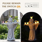 MININOVA Solar Angel Garden Statue with 5 Birds Solar Lights, Resin Cherub Figurine Outdoor Decor for Garden Porch Yard, Gift for Women Mothers Day Birthday Housewarming