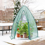 Portable Plant Protector from Animals, Ohuhu Greenhouse for Outsides with Durable PE Cover, Heavy Duty Green House with Zippered Door Mesh Window for Vegetables Flowers Fruits Herbs, 63x54x71 Inch