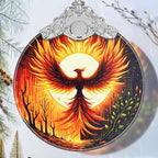 Stained Glass Suncatcher Ornament - Phoenix Christmas Decorations - Christmas Ornaments for Tree - Holiday Present Ideas - Gift Exchange