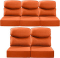 Luxury 24x24x6 Inch Smile Outdoor Cushions for Patio 5 Piece Set - Set of 5 Zippered Outside Pillows for Wicker Dining Rocking Swivel Chairs Loveseat Couch Sectional Sofa - Orange