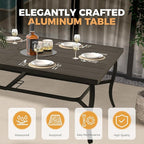 HAPPATIO Aluminum 9 Piece Patio Dining Sets, Outdoor Dining Set for 8, Patio Furniture Sets, 2 Swivel Dining Chairs, 6 Dining Chairs, Aluminum Furniture Set for Patio, Yard (Black)