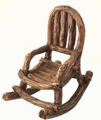 GlitZGlam Miniature Fairy Garden Furniture 3-Piece: Rustic Wood Bench, Rocking Chair and Miniature Table for The Garden Fairies