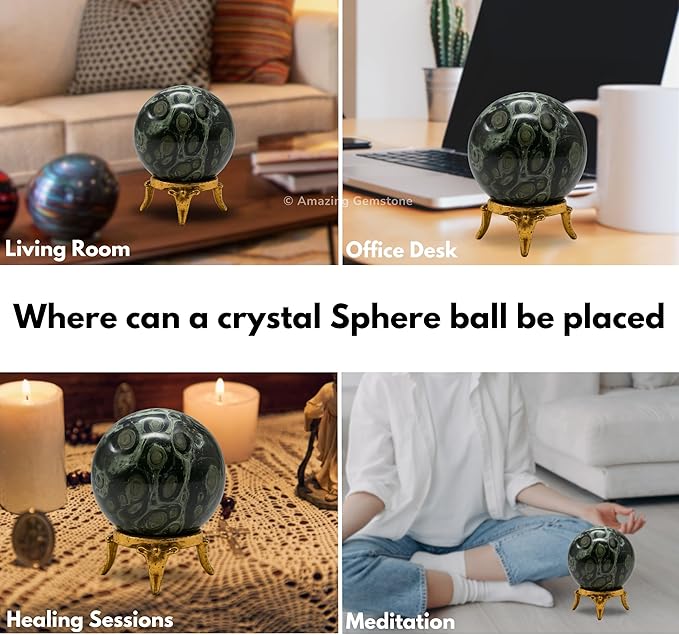 Amazing Gemstone Kambaba Jasper Crystal Ball with Stand - 2 Inches Crystal Sphere Meditation Balls for Witchcraft and Decorative Balls