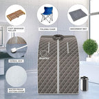 Giantex Portable Steam Sauna, Personal Therapeutic Sauna for Detox, Temperature & Timer Adjustable, 800W Sauna Box Spa w/Chair, 3L Steamer,Massage Roller,Mat,Remote Control, Home Sauna Tent (Gray)