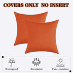 Kevin Textile Fall Outdoor Waterproof Throw Pillow Covers Decorative Farmhouse Water Resistant Checkered Cushion Covers for Tent Patio Garden Couch Sofa Pack of 2 (16x16 Inch Orange)