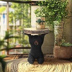American Black Bear Side Table Pedestal End Table Stool Resin Bear Statue Hand Painted Sculpture Home Office Living Room Decor