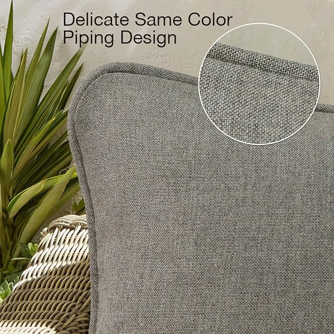 Outdoor Sunbrella Decorative Throw Pillow Covers Only, Pack of 4, 17"x17" & 20"x12" Water Repellent Replacement Lumbar Pillow Case for Patio, Couch, Sofa and Patio Furniture, Cast Shale