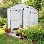 EAGLE PEAK Replacement Cover for 8x6 Portable Walk-in Pop up Greenhouse, Front and Rear Roll-Up Zipper Entry Doors and 2 Large Roll-Up Side Windows (Frame Not Included), White