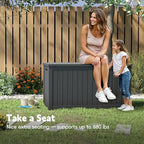 Outdoor Storage Box, 180 Gallon Waterproof Resin Deck Box, Storage Bin for Package Delivery, Patio Furniture Cushion, Garden Tools, Pool Accessories, Weatherproof and UV Resistant, Black