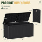 JUMMICO 270 Gallon Outdoor Storage Deck Box with Divider, Double Wall Storage Box with Lockable Lid for Garden Tools, Pools Supplies (Black)