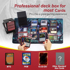 MTG Deck Box, Double Display Window MTG, Commander Deck Box Fits 120+ Single Sleeved Cards, PU Leather Magnetic Closure Card Box with 2 Dividers&2 Toploaders for TCG, CCG, Black