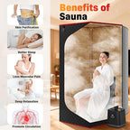 Manastin Upgraded Portable Steam Sauna for Home, Sauna Tent with 3L/1200W Steamer, XL Foldable and Remote Control, 99-Min Timer & 15 Power Levels, 2.6' x 2.6' x 5.9' Detox Spa for Relaxation,Black