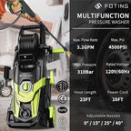 2025New Pressure Power Washer 4500PSI with 4 Quick Connect Nozzles,Inlet Hose & Filter, Foam Cannon for Cars/Fences/Driveways/Patios/Home Cleaning(Green)