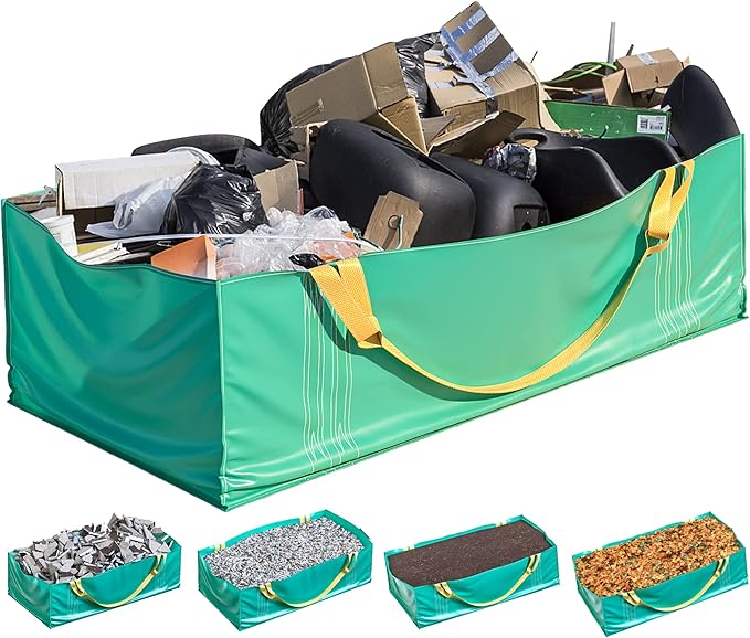 TidyFriend Dumpster Bag, Reusable Yard Waste Bags, Foldable Yard Waste Container, Trash Bag for Trash Management, Multiple Times Use During Renovations, Can Hold Up to 3,500 lbs