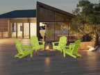 MUCHENGHY Folding Adirondack Chairs Set of 4, Patio Chairs, Lawn Chairs, Outdoor Chair, Adirondack Chair Plastic, Fire Pit, Weather Resistant with Cup Holder for Deck, Backyard, Garden(Lemon Green)