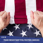 American Flag 4x6 Ft Ultra Durable Tear-Resistant Series, Made From Heavy Duty Water Resistant Polyester Canvas Embroidered Stars, Sewn Stripes, Brass Grommerts US/USA Flags Perfect