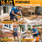 Cordless Pressure Washer Gun, 1885PSI Portable Battery Power Washer, Electric Pressure Washer Handheld Brushless High Pressure washers with 6-in-1 Nozzle&2 Battery&5m Hose Cordless Jet Washers