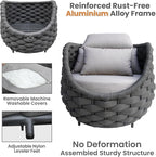 2 Pcs Woven Rope Outdoor Chair: Aluminum Patio Accent Chair with Arms - Assembled Cushioned Lounge Chair For 400lbs - Morden Porch Furniture Seating for Deck Balcony Garden Backyard Hotel Resort