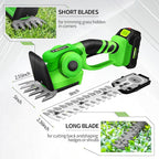 Cordless Hedge Trimmer with 21V, 2000mAh Battery, 2 in 1 Handheld Cordless Electric Hedge Trimmer, Grass Shear with Rechargeable Battery and Charger for Yard, Lawn