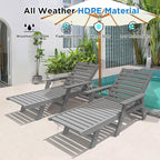 nalone Chaise Lounge Set of 2 Outdoor with 5-Position Adjustable Backrest, HDPE Lounge Chair for Outside Supports Up to 400 LBS, Pool Lounge Chairs for Patio Poolside Deck Beach Backyard (Grey)