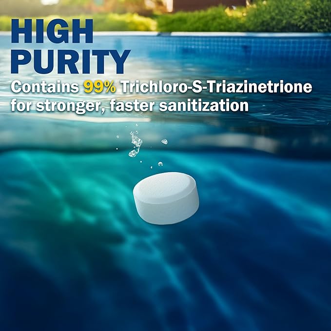 XtremeClear 1" Chlorine Tabs Swimming Pool Hot Tub & Spa Eliminate Bacteria & Algae Sanitizer Makes Water Clean & Crystal Clear Slow Dissolving 1.5lbs
